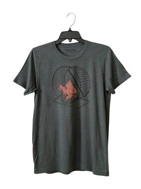 Paste Graphic T-Shirt Men's Size M Green Goldfish Hamster Wheel Short Sleeve Tee